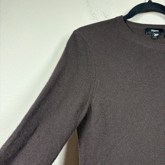 Theory Womens Size Medium Crew Neck Sweater Mink Brown Feather Cashmere Pullover - Picture 4 of 10